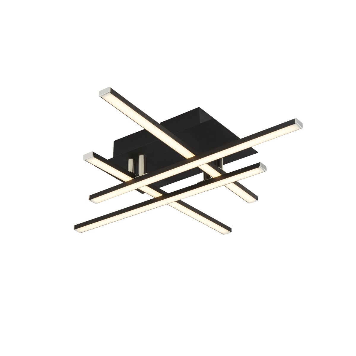 Matrix 45cm Matzwart plafondlamp Van Searchlight - De Matrix plafondlamp heeft een modern design met een matte zwarte afwerking en vier ingebouwde LED-balken in een kruispatroon.