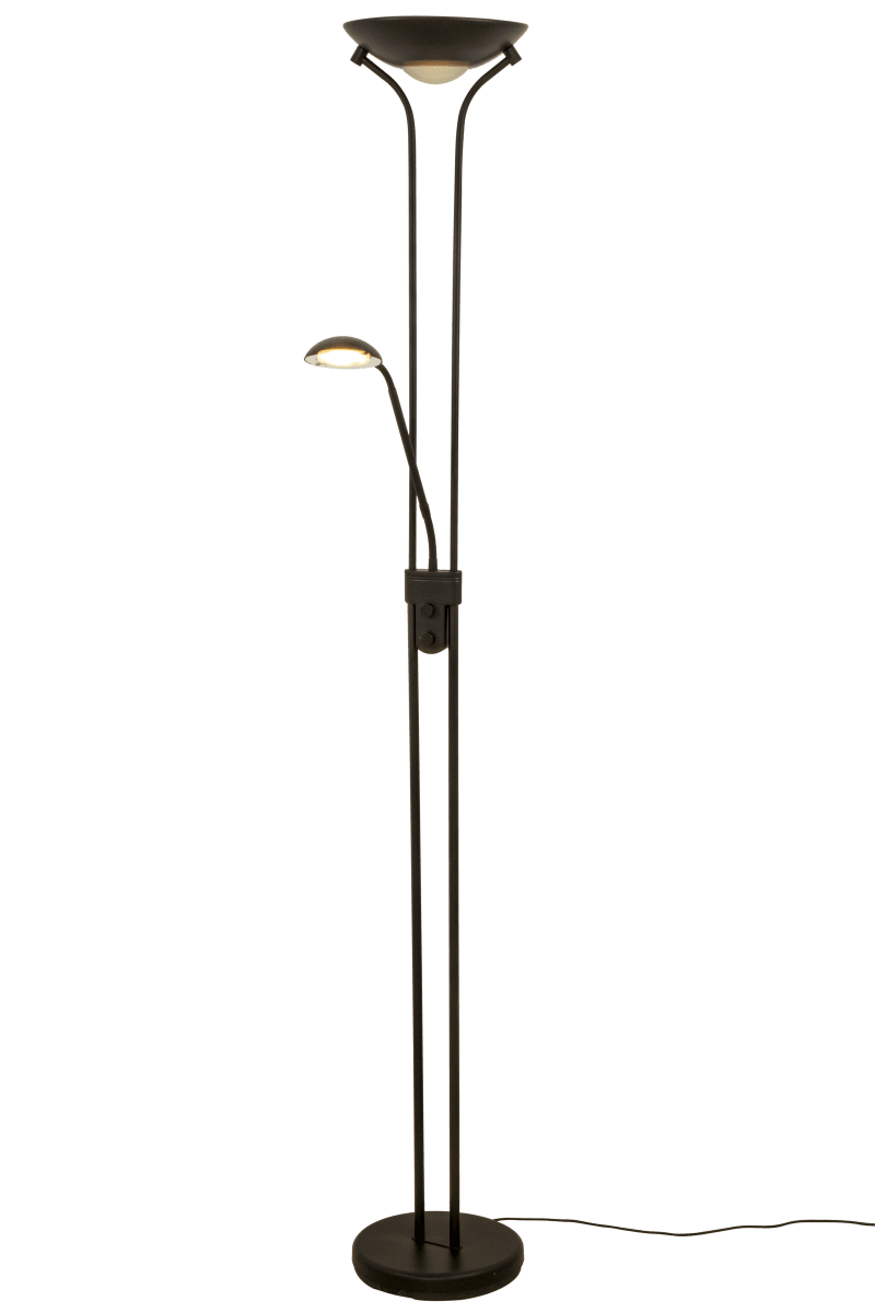 Nice Zwart vloerlamp Van Aneta Lighting - Deze mooie staande lamp is perfect voor zowel werk als gezelligheid op vrijdagavond en geeft een warmwitte gloed van 3000K.