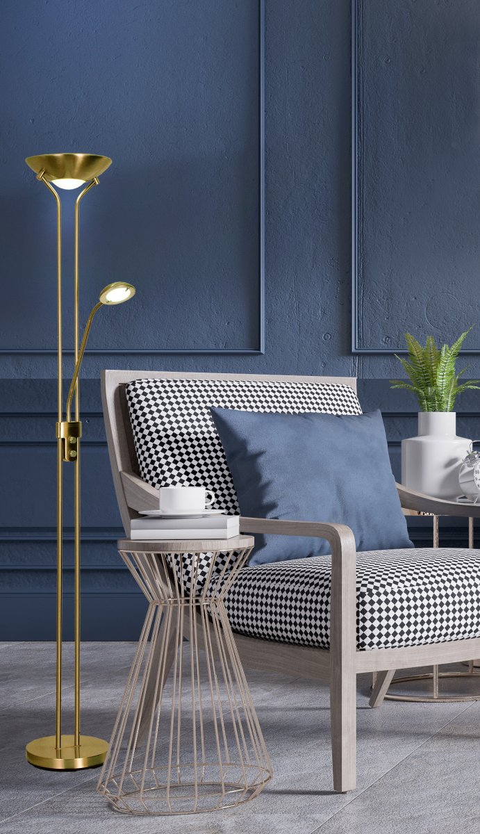Nice Antiquiteit vloerlamp Van Aneta Lighting - Deze mooie staande lamp is perfect voor zowel werk als gezelligheid op vrijdagavond en geeft een warmwitte gloed van 3000K.