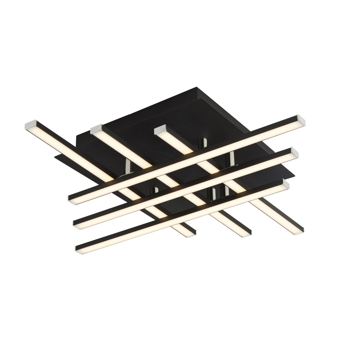 Matrix 45cm Matzwart plafondlamp Van Searchlight - De Matrix plafondlamp heeft een modern design met een matte zwarte afwerking en zes ingebouwde LED-balken in een kruispatroon.