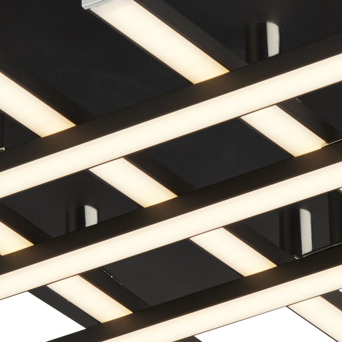 Matrix 45cm Matzwart plafondlamp Van Searchlight - De Matrix plafondlamp heeft een modern design met een matte zwarte afwerking en zes ingebouwde LED-balken in een kruispatroon.
