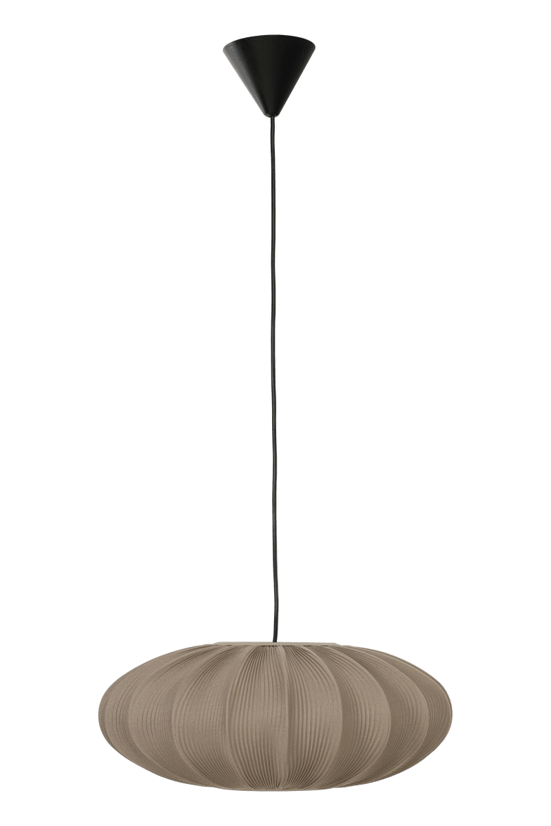 Mamsell Ø45 Grijs hanglamp Van Aneta Lighting - De Mamsell plafondlamp is bekleed met fijn geplooide stretchstof die zorgt voor een aangenaam, licht gedempt licht.
