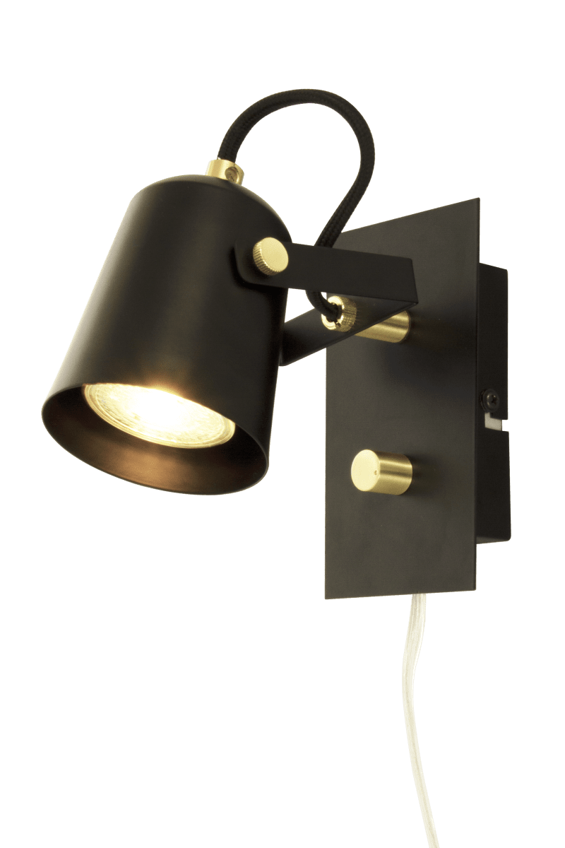 Metz Zwart leeslamp Van Aneta Lighting - Zwart met messing details en met zijn stijlvolle vorm heeft hij een klassieke uitstraling in een moderne vintage stijl.