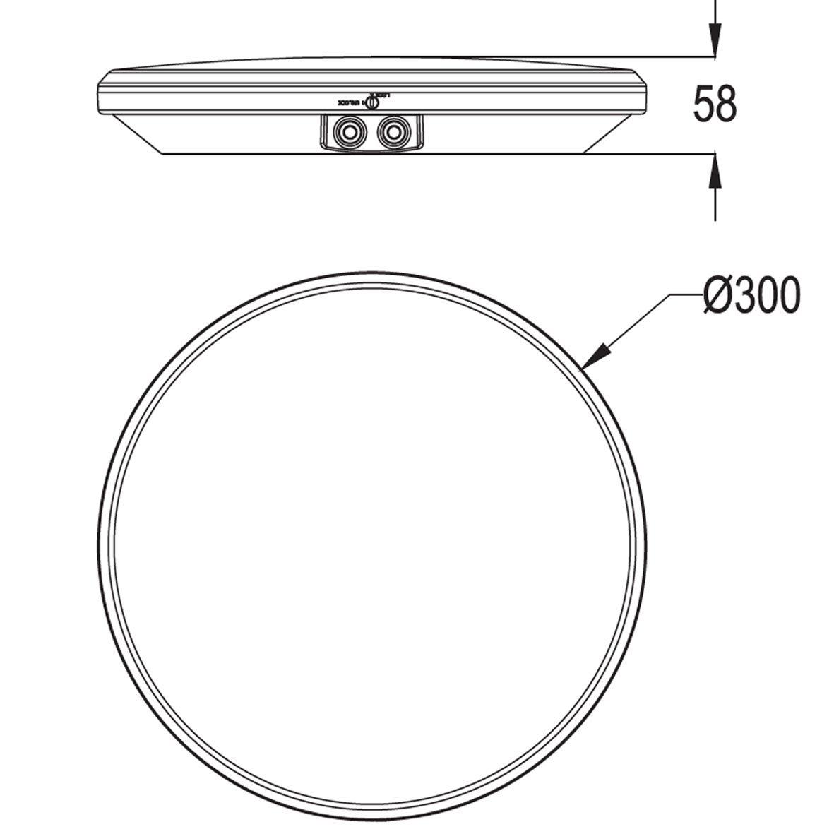 Canopy Ø30 Wit Van Designlight - De armatuur heeft in- en uitgangen aan zowel de achterkant als de zijkanten, wat betekent dat hij kan worden aangesloten en gemonteerd met een externe kabel.