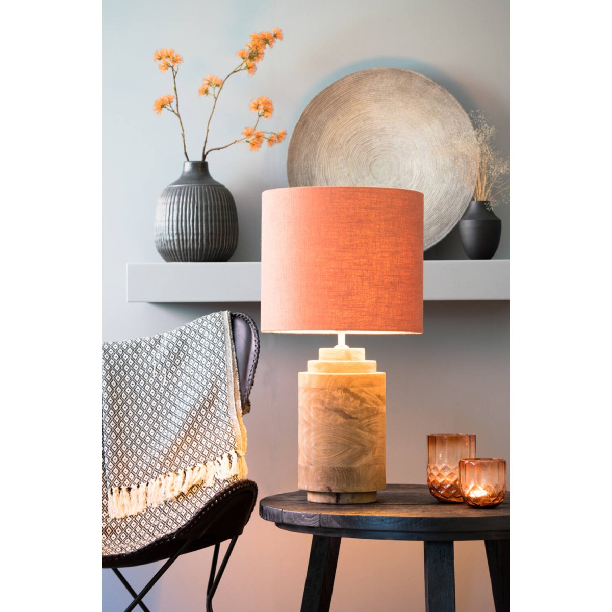 Racco 43cm Hout lampenvoet Van Light & Living - Gemaakt van prachtig donker hout met een natuurlijke afwerking, creëert deze lampenvoet een warme en aardse sfeer in uw huis.