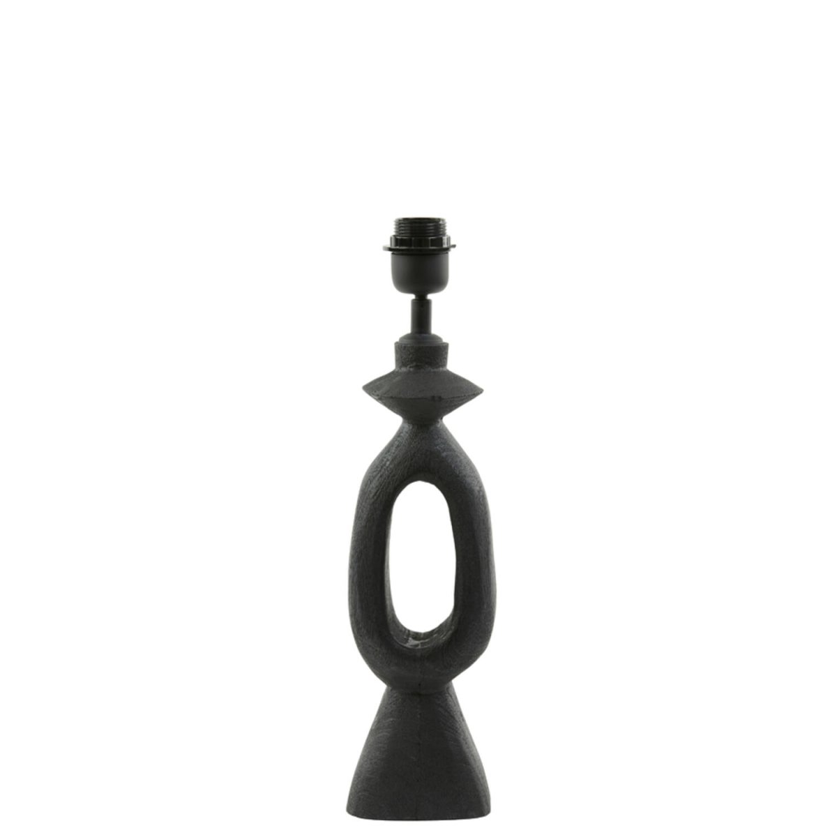 Django 45cm Zwart lampenvoet Van Light & Living - Deze unieke lampvoet is gemaakt van hout met een elegante matzwarte afwerking en heeft een dynamische vorm die een artistieke uitstraling geeft.
