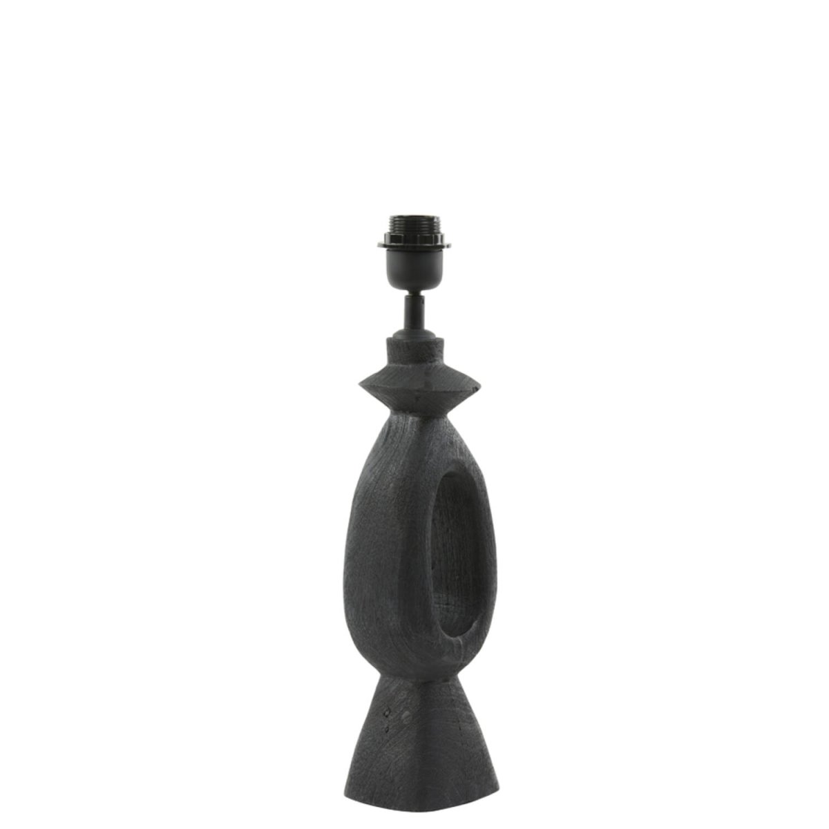 Django 45cm Zwart lampenvoet Van Light & Living - Deze unieke lampvoet is gemaakt van hout met een elegante matzwarte afwerking en heeft een dynamische vorm die een artistieke uitstraling geeft.