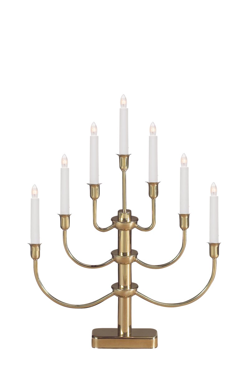 Gylling Goud Van Markslöjd - Gylling heeft een klassieke kerstlook met zijn zeven gouden armen en ronde vormen aan de zijkanten.