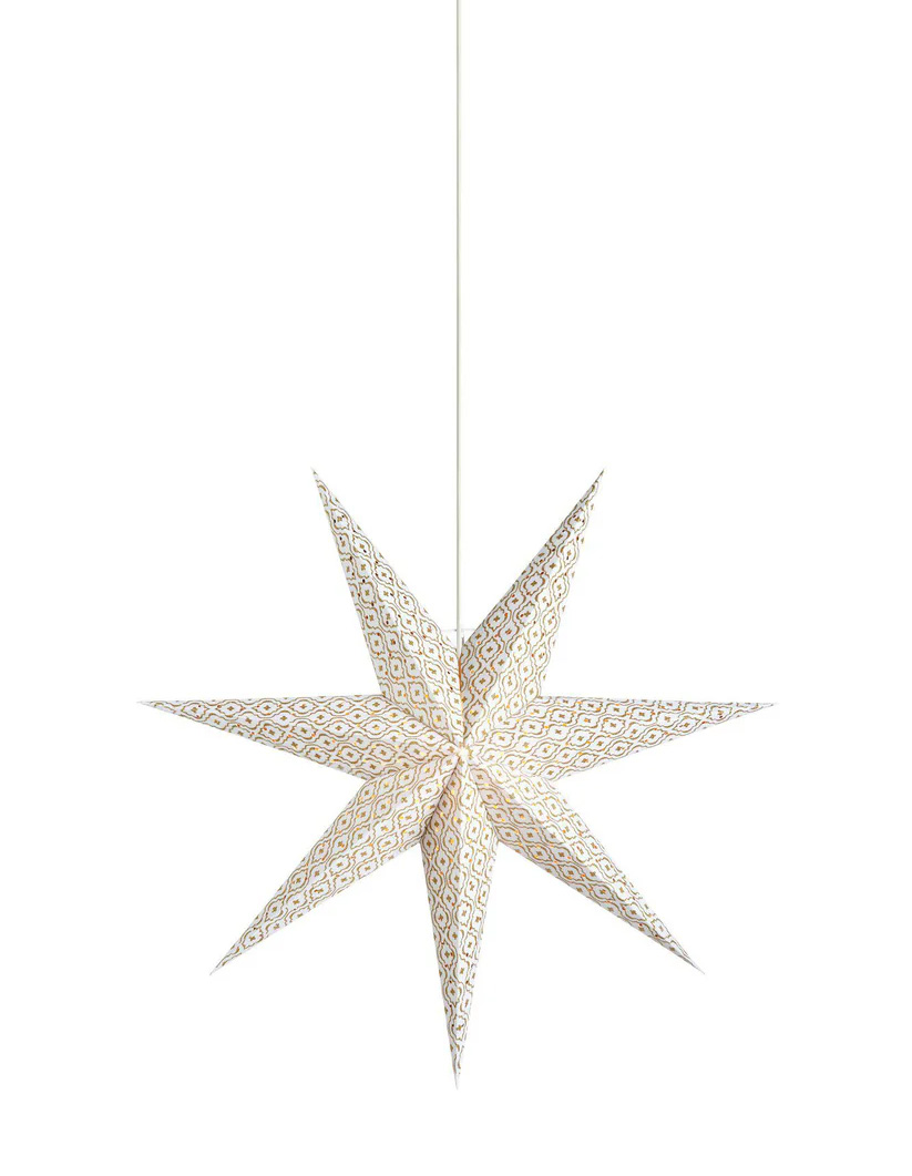 Baroque Ø45 Wit Van Markslöjd - Baroque Star White 45 cm is een luxe kerstster met een prachtig patroon in wit en goud.