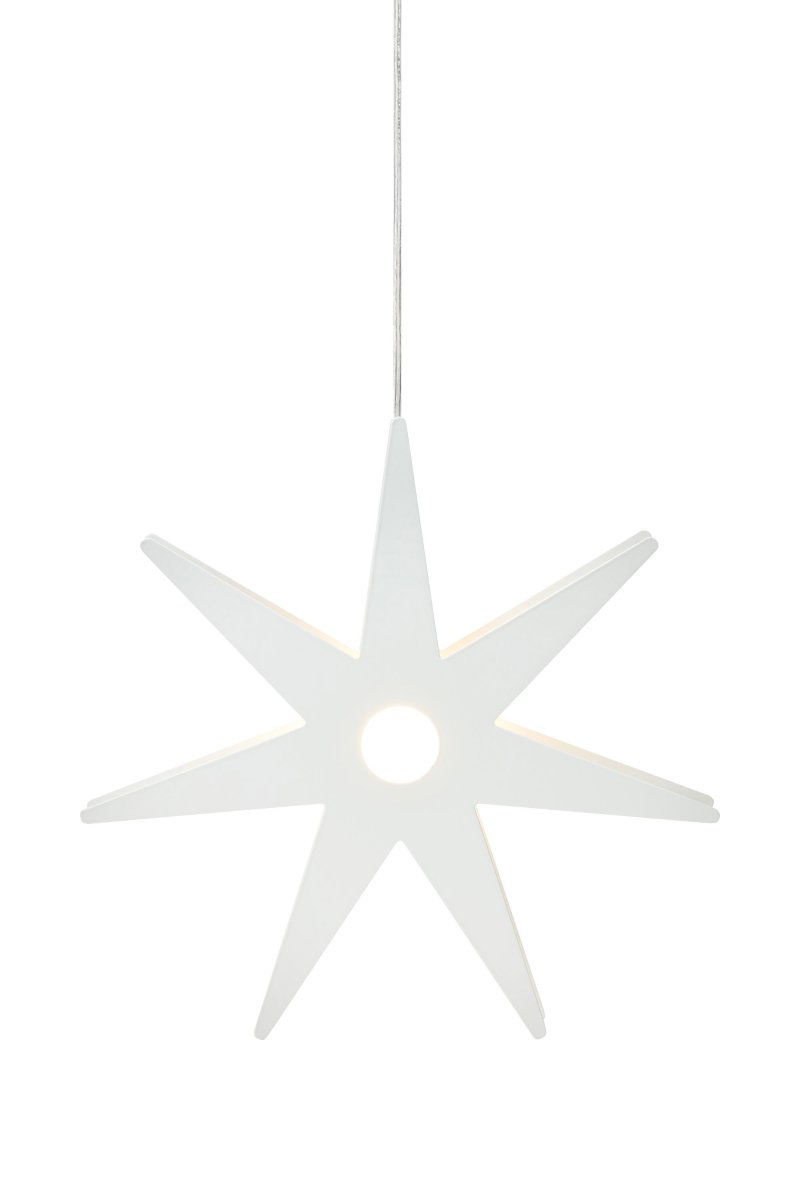 Origo Ø37 Wit Van Markslöjd - De ster wordt geleverd met een 3,5 meter lang wit snoer met stekker en een vervangbare E14-lamp van 1W die een aangename gloed geeft.