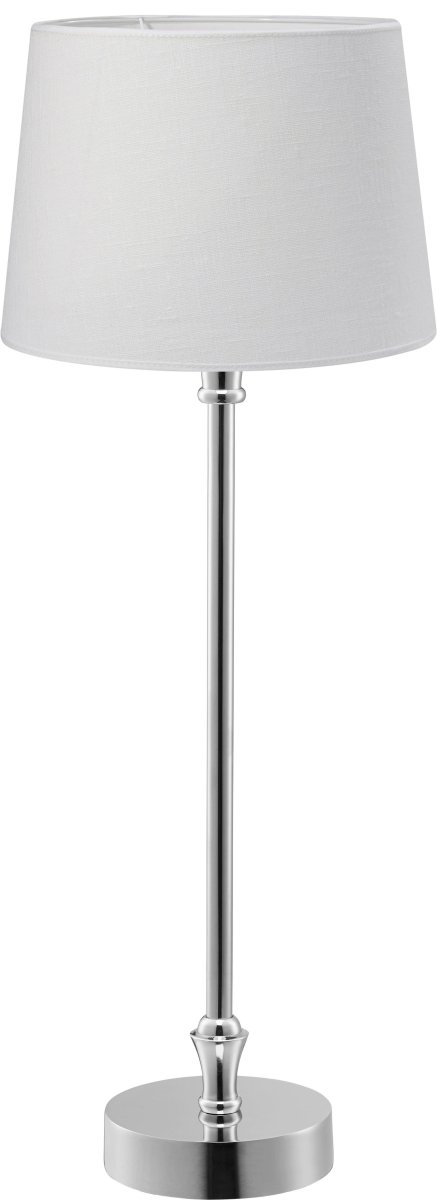Liam 60cm Zilver/Wit tafellamp Van PR Home - De lampenkap is 20 cm breed en 15,5 cm hoog en heeft een E27-fitting.