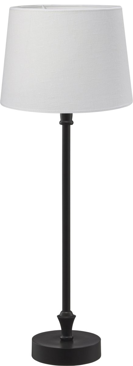 Liam 60cm Zwart en wit tafellamp Van PR Home - De lampenkap is 20 cm breed en 15,5 cm hoog en heeft een E27-fitting.