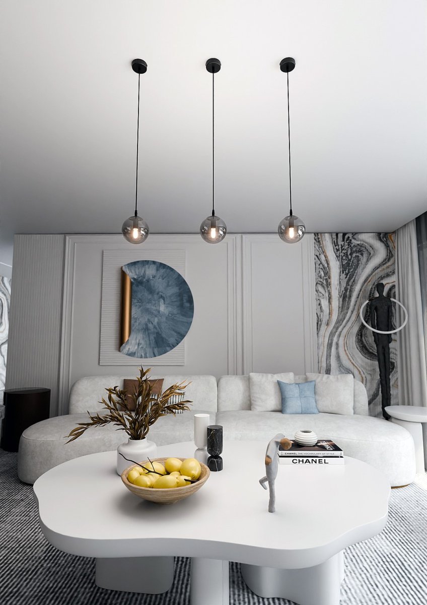 Cosmo Ø12 Rookkleurig hanglamp Van Emibig Lighting - Het is perfect voor hoge ruimtes, omdat het het moderne karakter ervan benadrukt en tegelijkertijd voor een mooie verlichting zorgt.