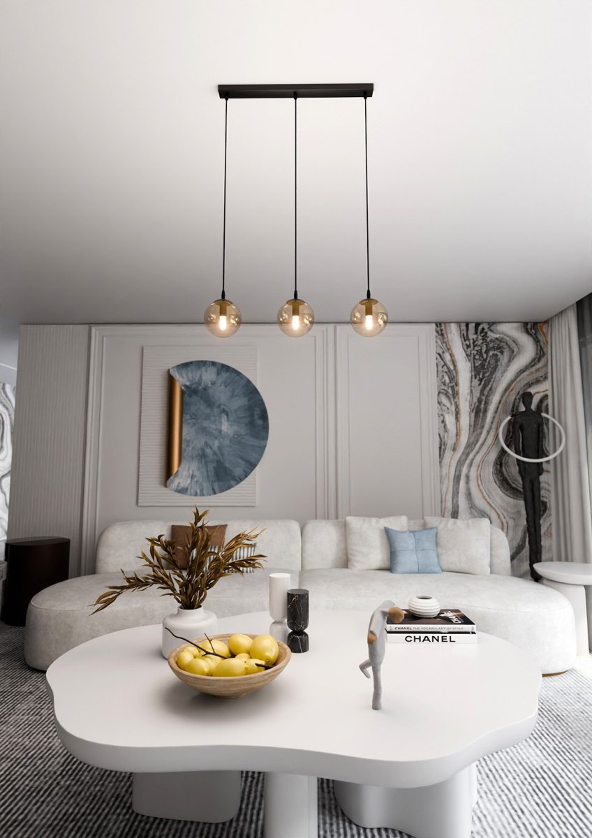 Cosmo 70cm Amber hanglamp Van Emibig Lighting - De minimalistische stijl past bij de laatste trends, maar behoudt toch een tijdloze elegantie.