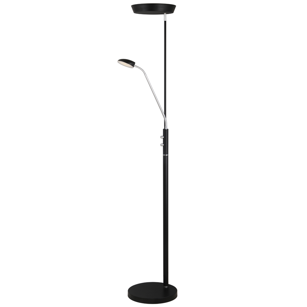 Vegas Zwart vloerlamp Van Halo Design - Dankzij het slimme 2-in-1-ontwerp beschikt de lamp over zowel een krachtige uplight die een aangenaam algemeen licht creëert als een flexibele locklight voor gerichte verlichting.