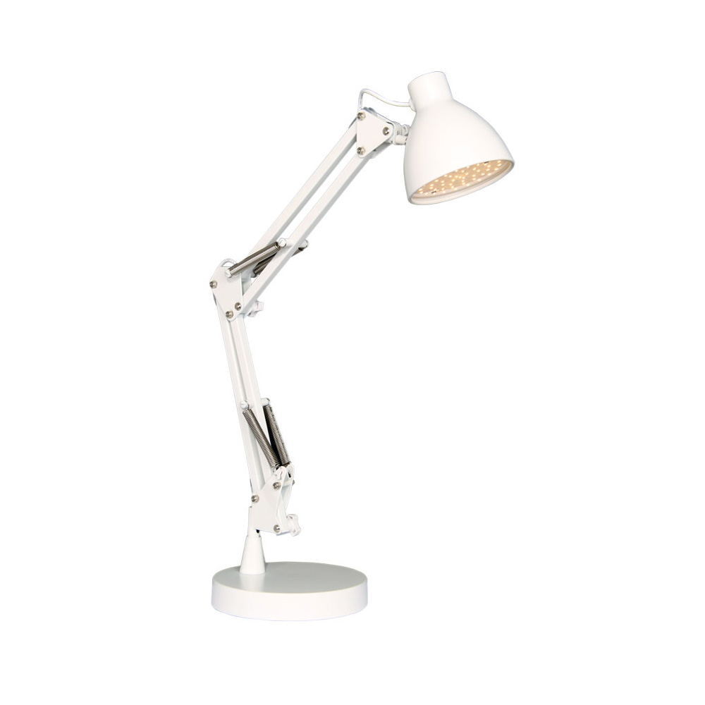 Bronx 40cm Wit bureaulamp Van Halo Design - Dankzij de beweegbare scharnieren kunt u de lichtinval precies naar wens instellen en aanpassen.