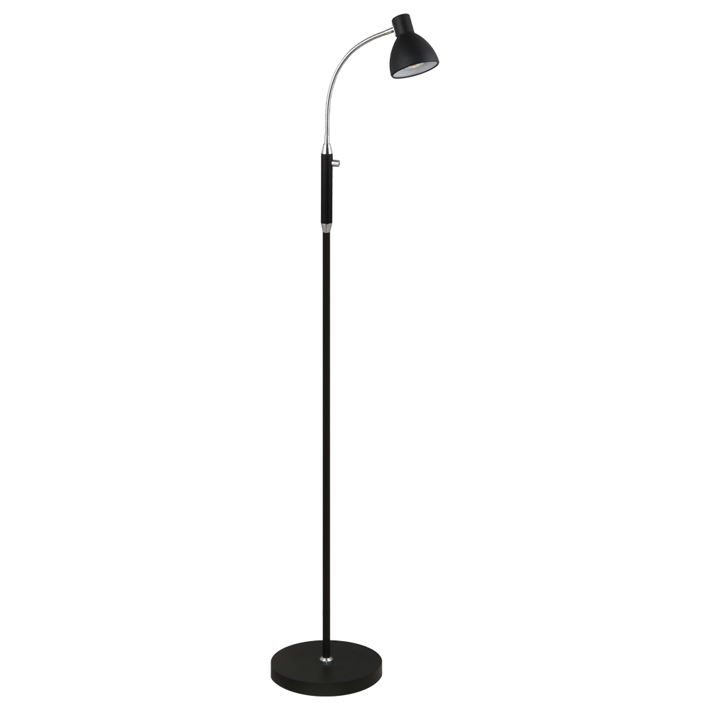 Hudson 1 Zwart vloerlamp Van Halo Design - Hudson is een stijlvolle en functionele staande lamp met een flexibele arm, waardoor u het licht eenvoudig kunt richten waar u het nodig hebt.