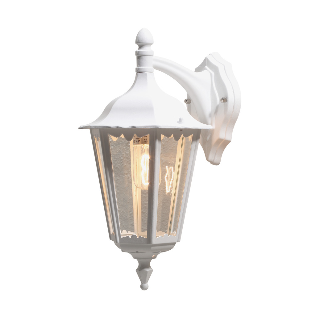 Firenze Wit buitenlamp Van Konstsmide - Het elegante design en het warme licht van de lamp cre&euml;ren een uitnodigende sfeer die perfect is voor entrees en terrassen.