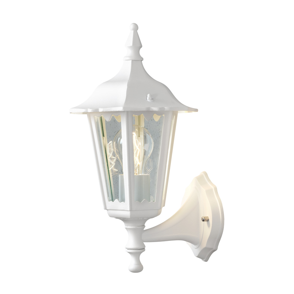 Firenze Wit buitenlamp Van Konstsmide - Het elegante design en het warme licht van de lamp cre&euml;ren een uitnodigende sfeer die perfect is voor entrees en terrassen.