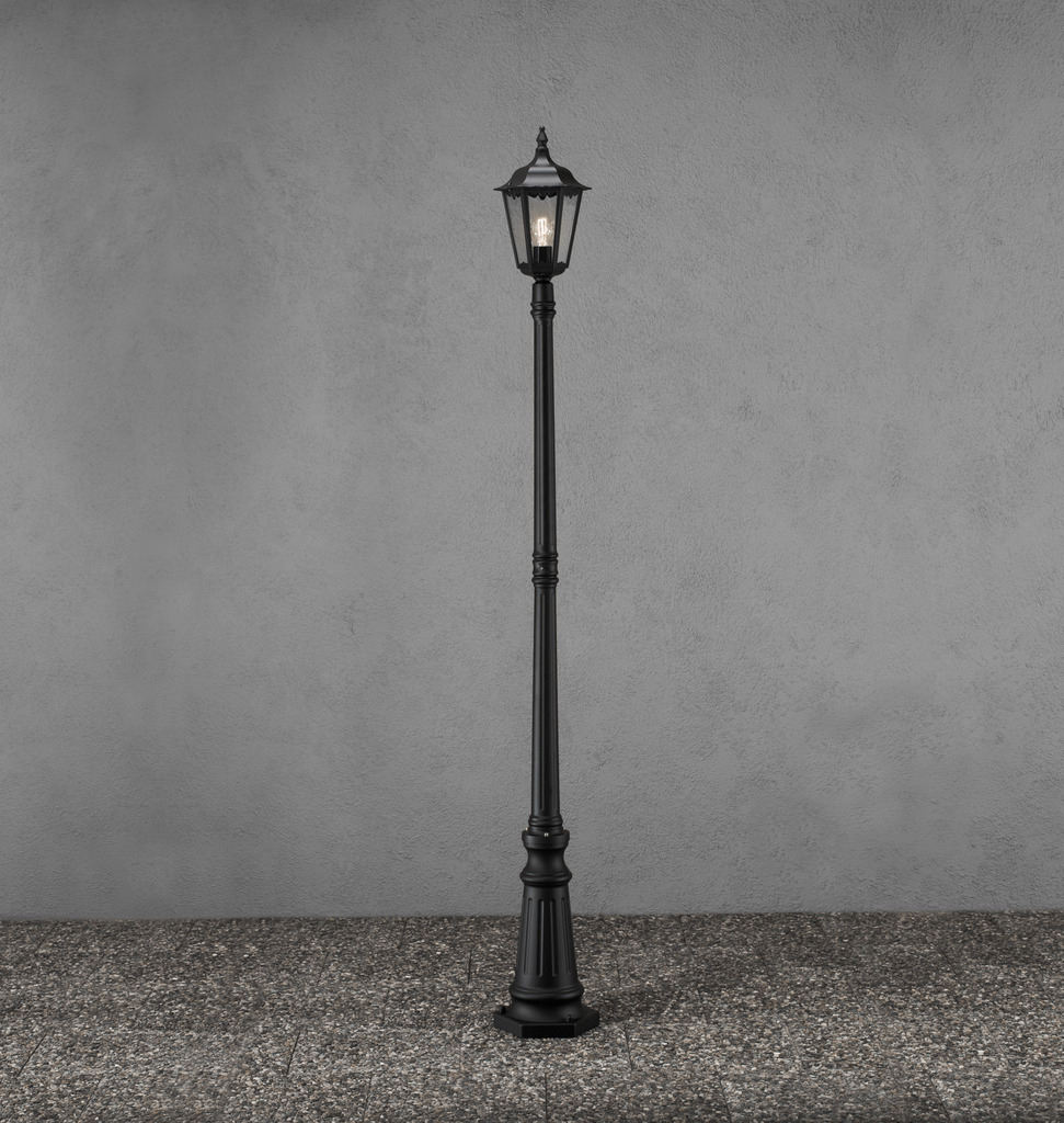 Firenze 210cm Zwart lantaarnpaal Van Konstsmide - De Milano post is een klassieke en elegante buitenlamp met een prachtige lantaarn.