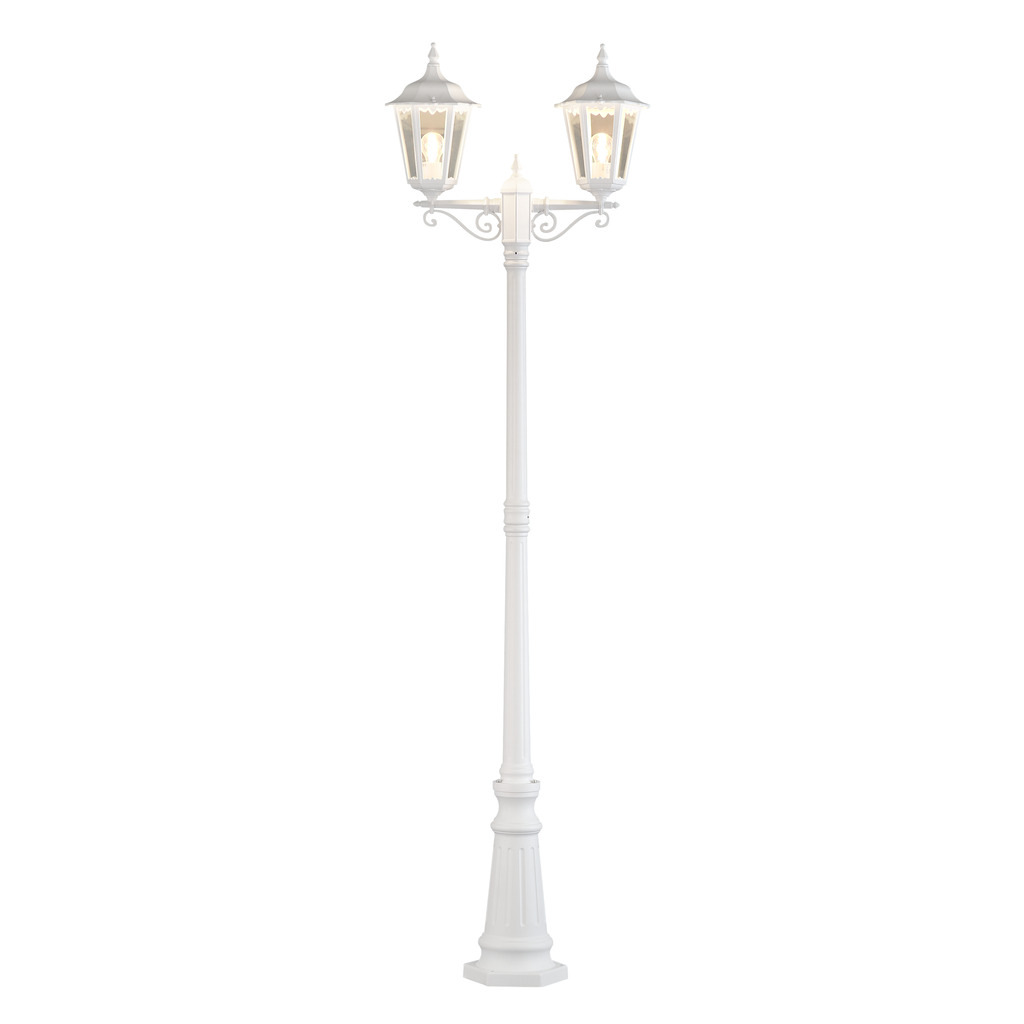Firenze 220cm Wit lantaarnpaal Van Konstsmide - De Firenzew-arm paal is een klassieke en elegante buitenlamp met twee armen.