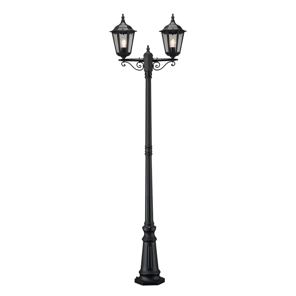 Firenze 220cm Zwart lantaarnpaal Van Konstsmide - De Firenze 2-armige paallamp is een klassieke en elegante buitenlamp met twee armen.