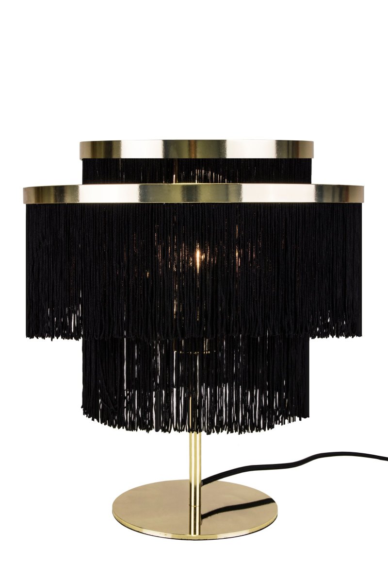 Frans 37cm Zwart tafellamp Van Globen Lighting - Het zwarte textiel contrasteert met het messing/metaal en de 200 cm lange zwarte textielkabel maakt het geheel compleet.