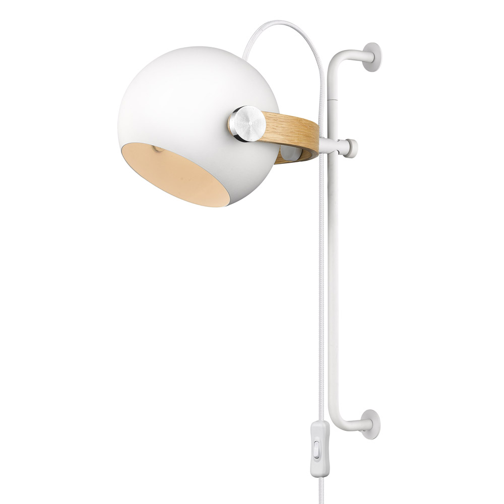 D.C Ø18 Wit wandlamp Van Halo Design - Het gefineerde eikenhouten frame speelt ook een belangrijke rol bij de rotatie en de hoek van de kap, zodat het licht zich daar verspreidt waar u het wilt hebben.