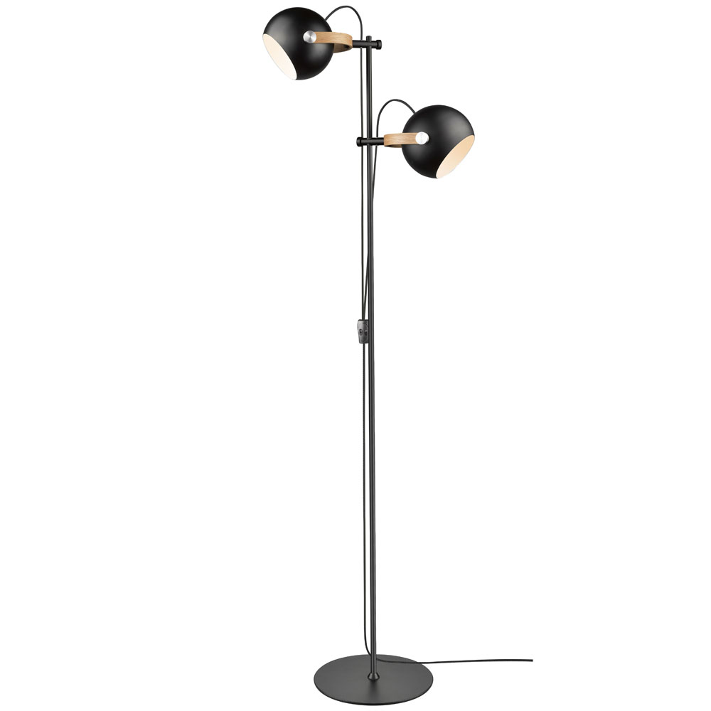 D.C Ø18 Zwart vloerlamp Van Halo Design - Het gefineerde eikenhouten frame speelt ook een belangrijke rol bij de rotatie en de hoek van de kap, zodat het licht zich daar verspreidt waar u het wilt hebben.