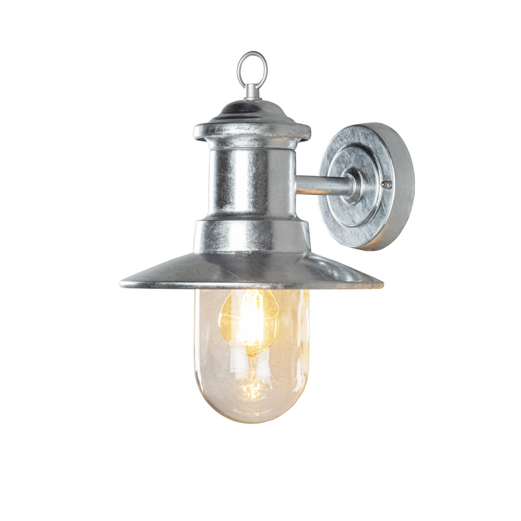 Napoli Thermisch verzinkt buitenlamp Van Konstsmide - Het klassieke ontwerp van de lamp met een ronde glazen koepel en een brede kap verspreidt een warm en aangenaam licht, ideaal voor het verlichten van entrees en terrassen.