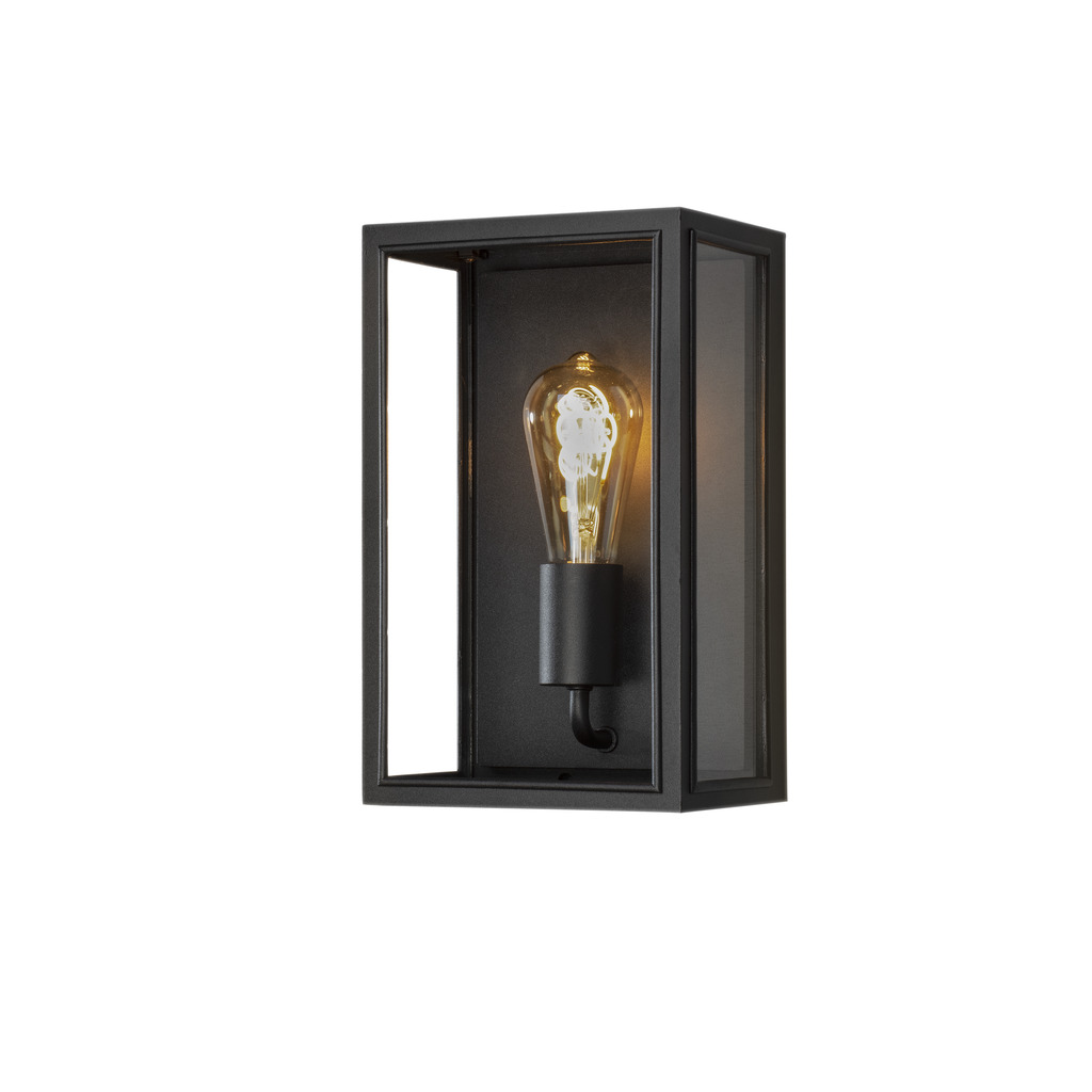Carpi Zwart buitenlamp Van Konstsmide - Deze moderne wandlamp combineert industriële esthetiek met een elegante touch en is een perfecte aanvulling op uw gevel.