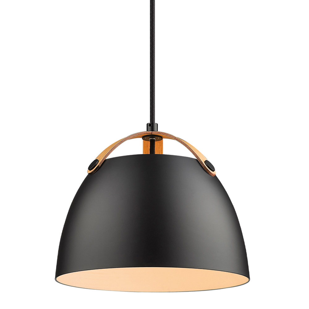 Oslo Ø24 Zwart hanglamp Van Halo Design - De unieke details in licht hout geven de lamp een Scandinavisch tintje en creëren een harmonieuze combinatie van natuur en minimalisme.