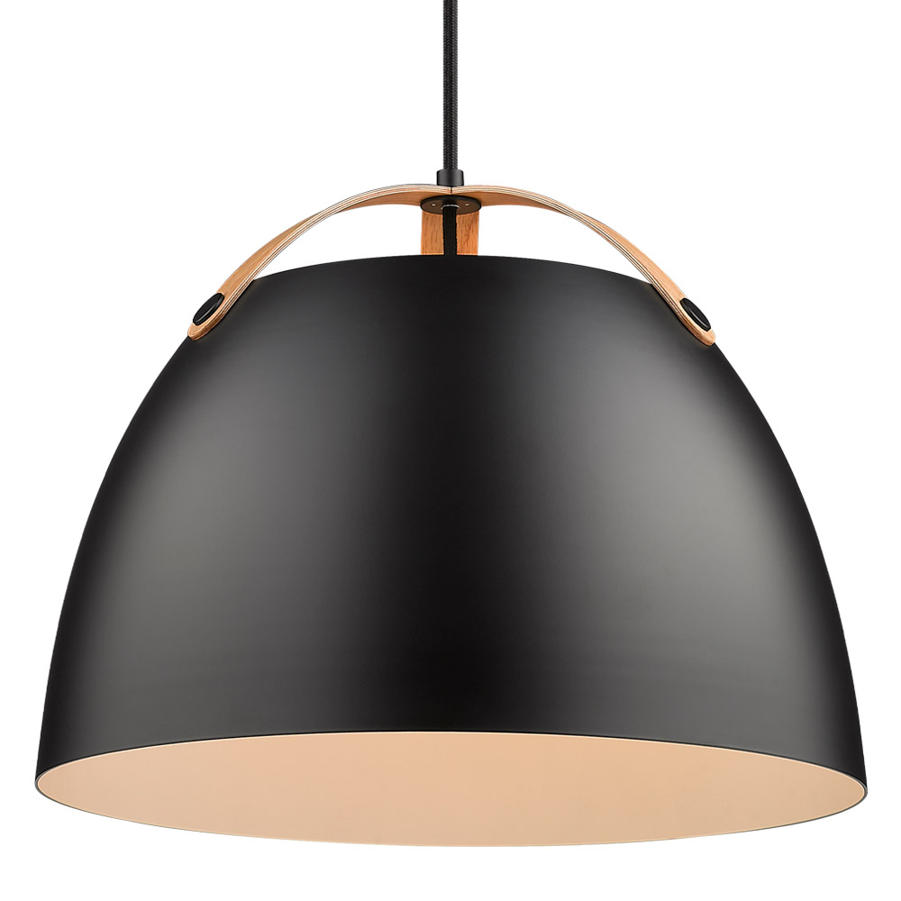 Oslo Ø40 Zwart hanglamp Van Halo Design - De unieke details in licht hout geven de lamp een Scandinavisch tintje en creëren een harmonieuze combinatie van natuur en minimalisme.