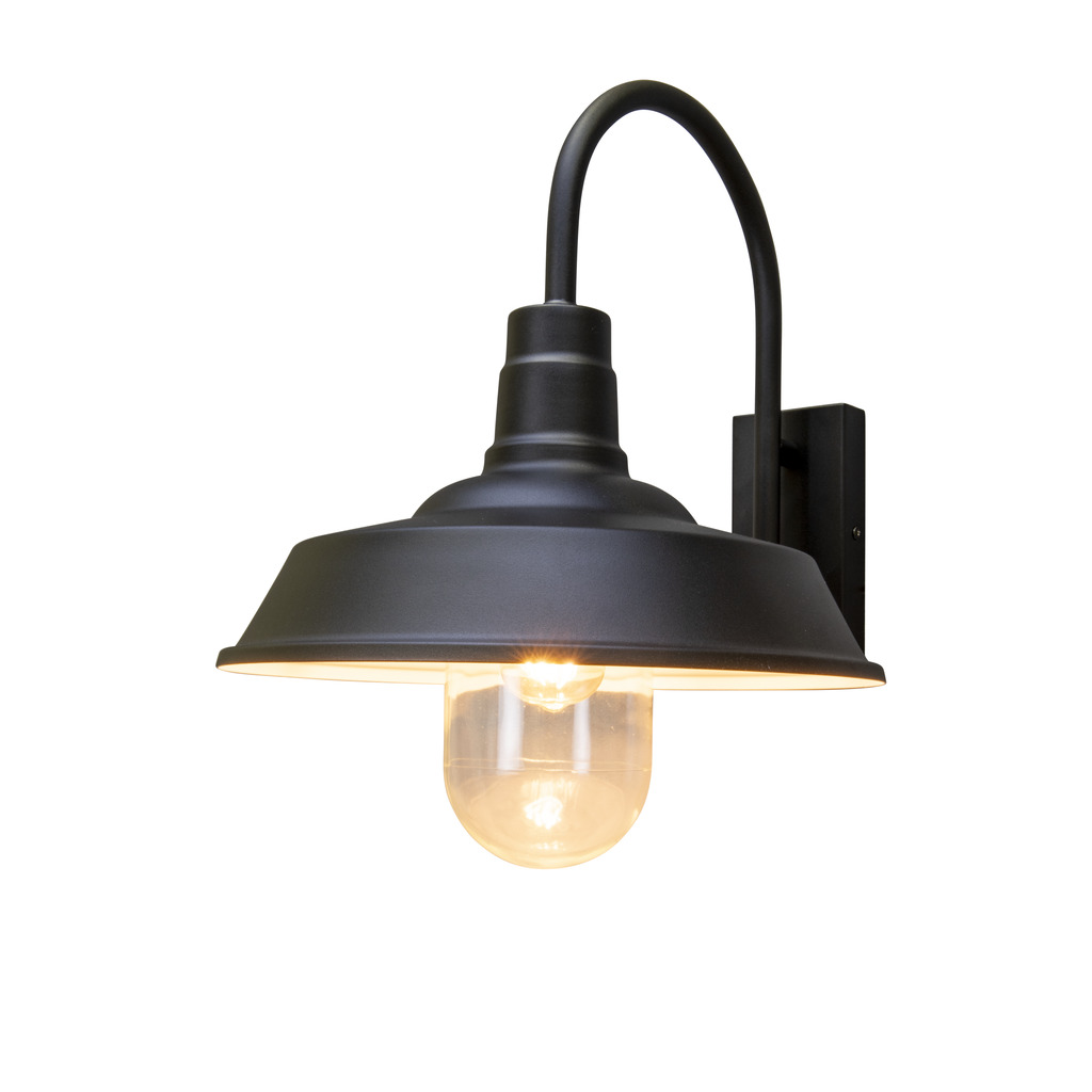Trapani Zwart buitenlamp Van Konstsmide - De brede kap en de heldere glazen koepel verspreiden een aangenaam en gericht licht, waardoor de lamp perfect is voor entrees en terrassen.