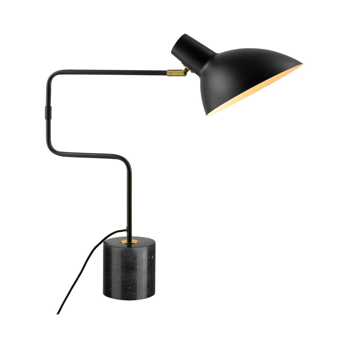 Metropole Deluxe 58cm Zwart bureaulamp Van Halo Design - De matzwarte metalen constructie, gecombineerd met elegante messing details en een massief marmeren voetstuk, cre&euml;ert een luxe en moderne uitstraling.