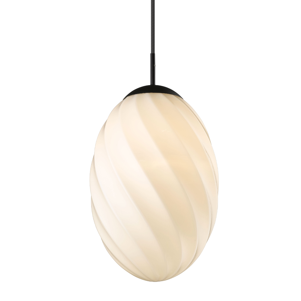  Twist Ø25 Zwart hanglamp Van Halo Design - De zwarte hanglamp en de subtiele structuur van het glas zorgen voor een moderne touch die past bij elke interieurstijl.