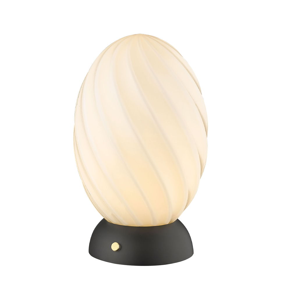 Twist 22cm Zwart tafellamp Van Halo Design - Ontdek Twist &ndash; Elegante tafellamp met een verfijnd sculpturaal design en een praktische touch-functie voor eenvoudig aan- en uitzetten.