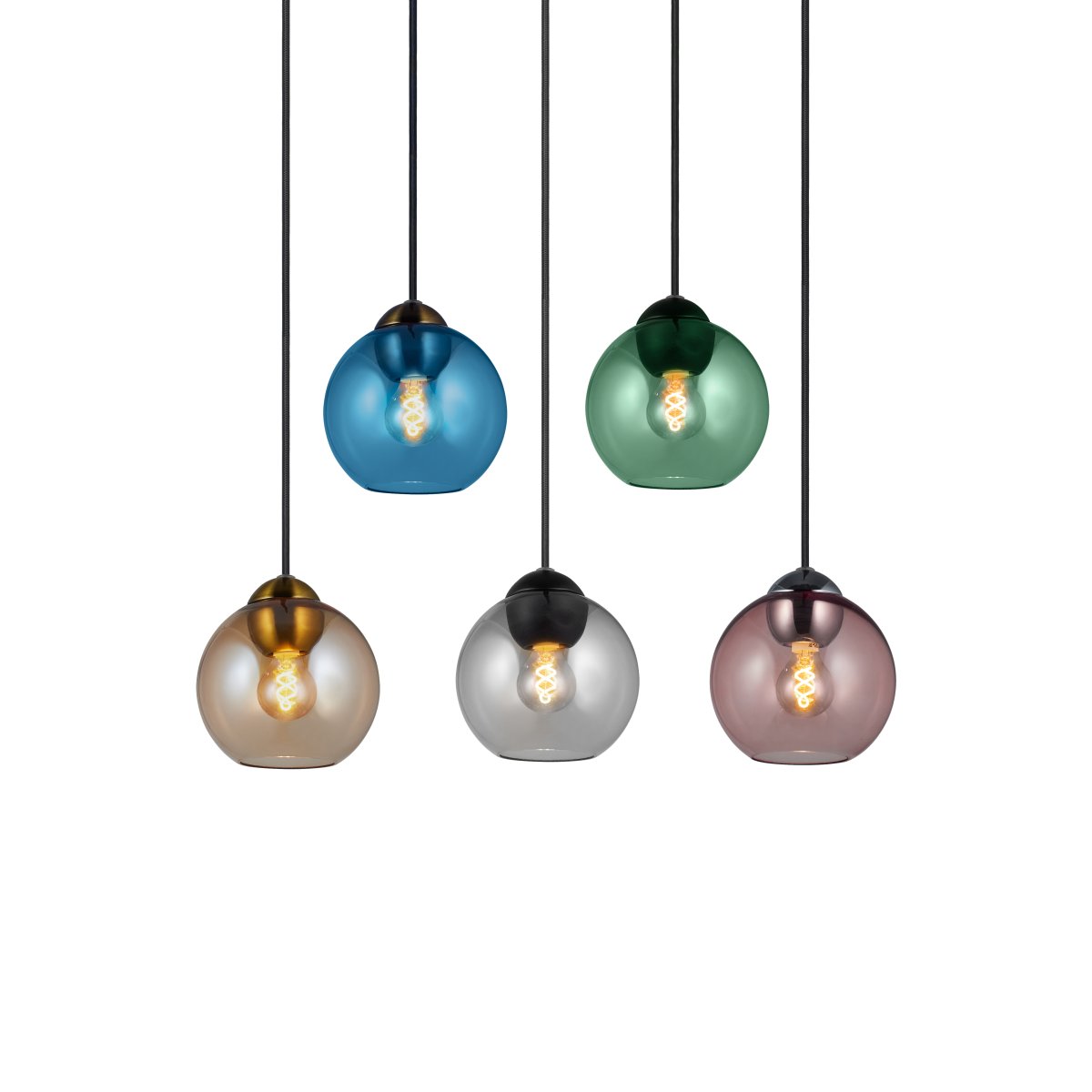 Bubbles Ø14 Rookkleurig hanglamp Van Halo Design - Het gerookte glas voegt elegantie toe en zorgt voor een mooie lichtspreiding in de kamer wanneer de lamp aan staat.