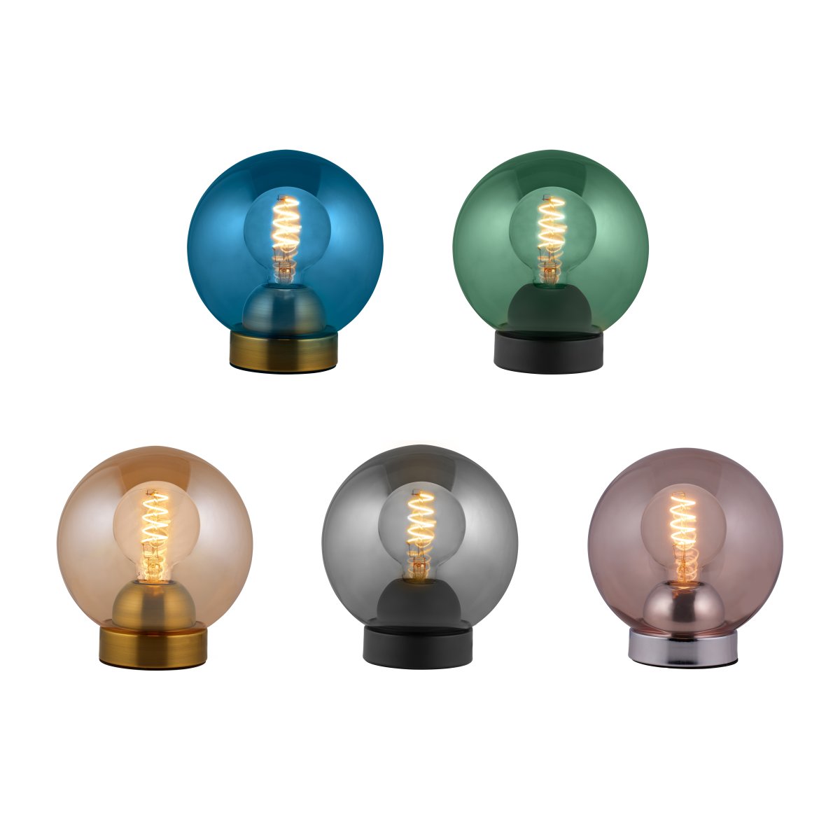 Bubbles 20cm Amber tafellamp Van Halo Design - Het amberkleurige glas in combinatie met de antieke messing details voegt elegantie toe en zorgt voor een mooie lichtverspreiding in de kamer wanneer de lamp aan staat.