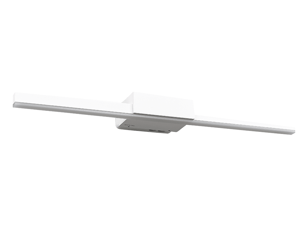 Aqua I 60cm Wit badkamerlamp Van Westal - Het achterpaneel heeft in- en uitgangen voor installatiekabels, schakelbaar en met de mogelijkheid om een externe kabel aan te sluiten.