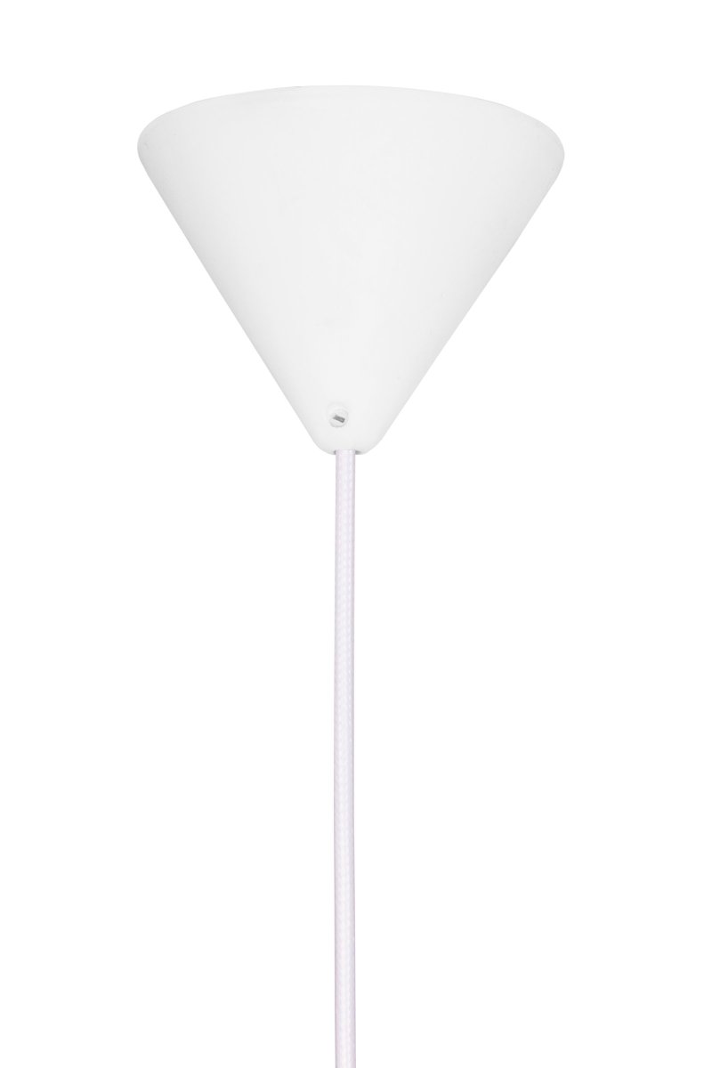 Yokohama Ø30 Natuur hanglamp Van Globen Lighting - De lamp heeft een 120 cm lange witte gedraaide textielkabel en een witte plafondkap van kunststof, kroonconnector voor plafondaansluiting niet inbegrepen.