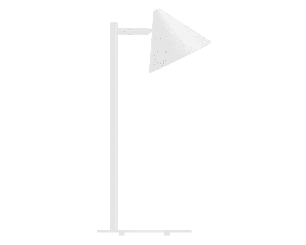 Tratt Micro 57cm Wit tafellamp Van Westal - Wordt geleverd met een snoer van 2 meter, een snoerdimmer met geheugenfunctie en een stekker.