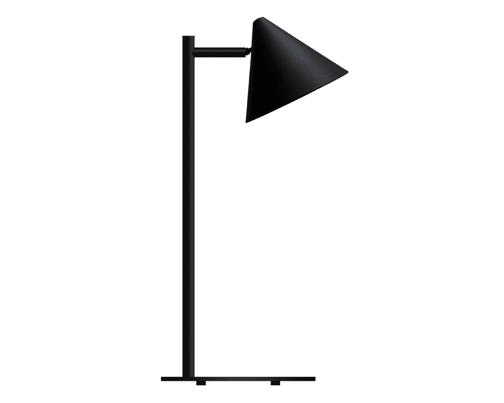 Tratt Micro 57cm Zwart tafellamp Van Westal - Wordt geleverd met een snoer van 2 meter, een snoerdimmer met geheugenfunctie en een stekker.