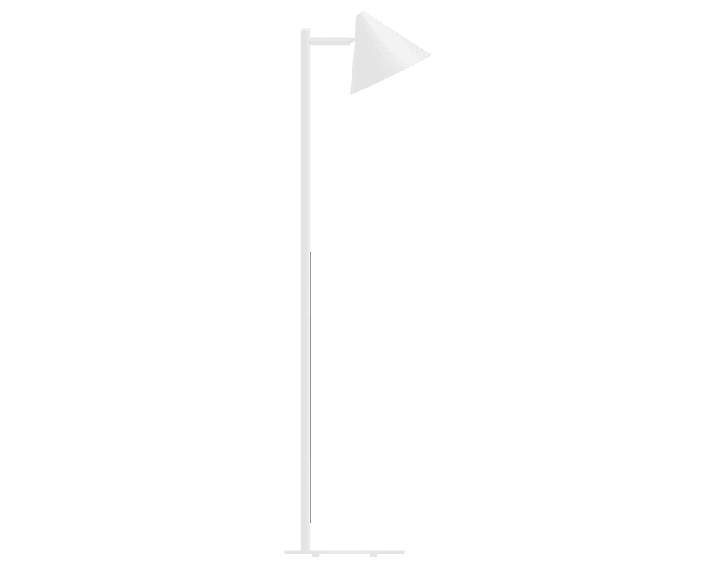 Tratt Micro Wit vloerlamp Van Westal - Wordt geleverd met een snoer van 2 meter, een snoerdimmer met geheugenfunctie en een stekker.
