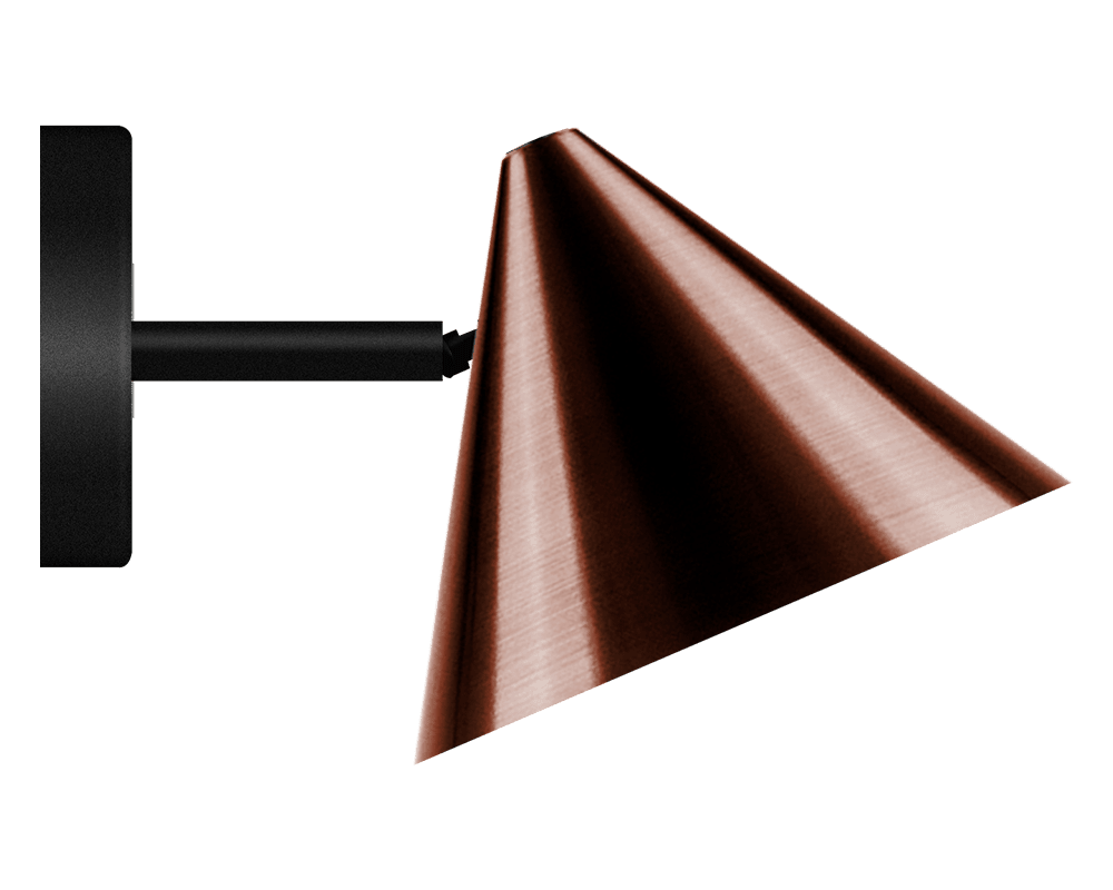 Tratt Micro IP20 Donker geoxideerd koper wandlamp Van Westal - Wordt geleverd met een 2 meter lange kabel, een kabeldimmer met geheugenfunctie en een stekker.