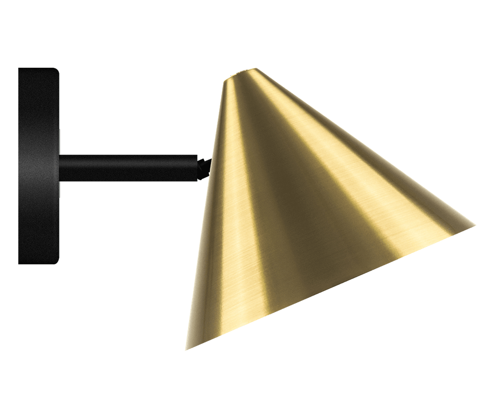 Tratt Micro IP20 Messing wandlamp Van Westal - Wordt geleverd met een 2 meter lange kabel, een kabeldimmer met geheugenfunctie en een stekker.