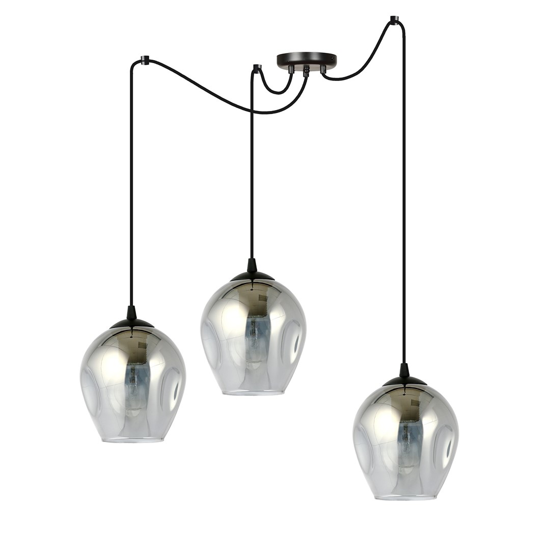 Level 40cm Rookkleurig hanglamp Van Emibig Lighting - De glazen kappen geven de lamp lichtheid en elegantie, en het ruime ontwerp is origineel in zijn eenvoud.