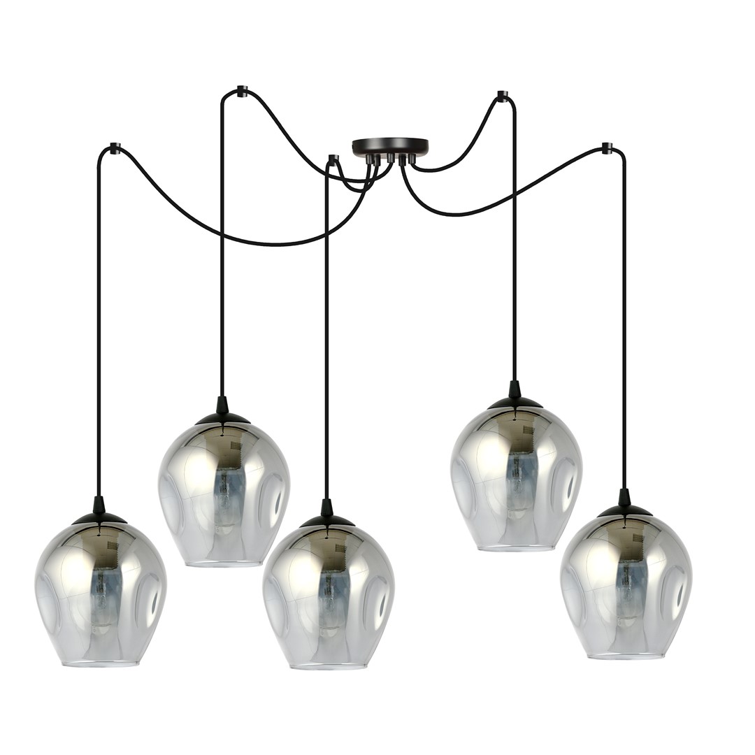 Level 50cm Rookkleurig hanglamp Van Emibig Lighting - De glazen kappen geven de lamp lichtheid en elegantie, en het ruime ontwerp is origineel in zijn eenvoud.
