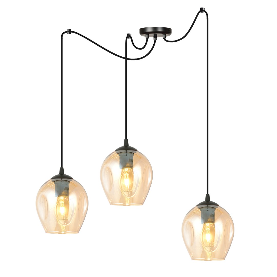 Level 28cm Amber hanglamp Van Emibig Lighting - De glazen kappen geven de lamp lichtheid en elegantie, en het ruime ontwerp is origineel in zijn eenvoud.