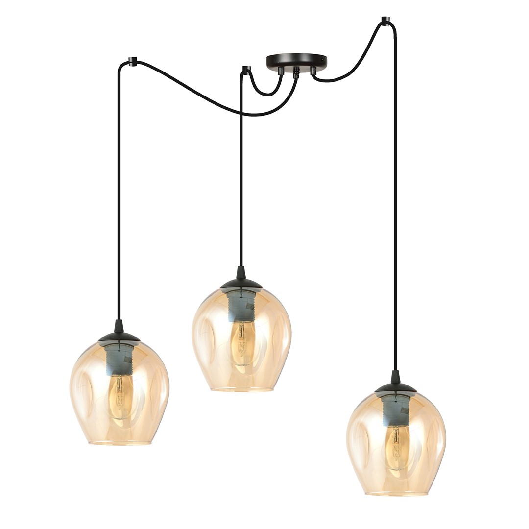 Level 28cm Amber hanglamp Van Emibig Lighting - De glazen kappen geven de lamp lichtheid en elegantie, en het ruime ontwerp is origineel in zijn eenvoud.